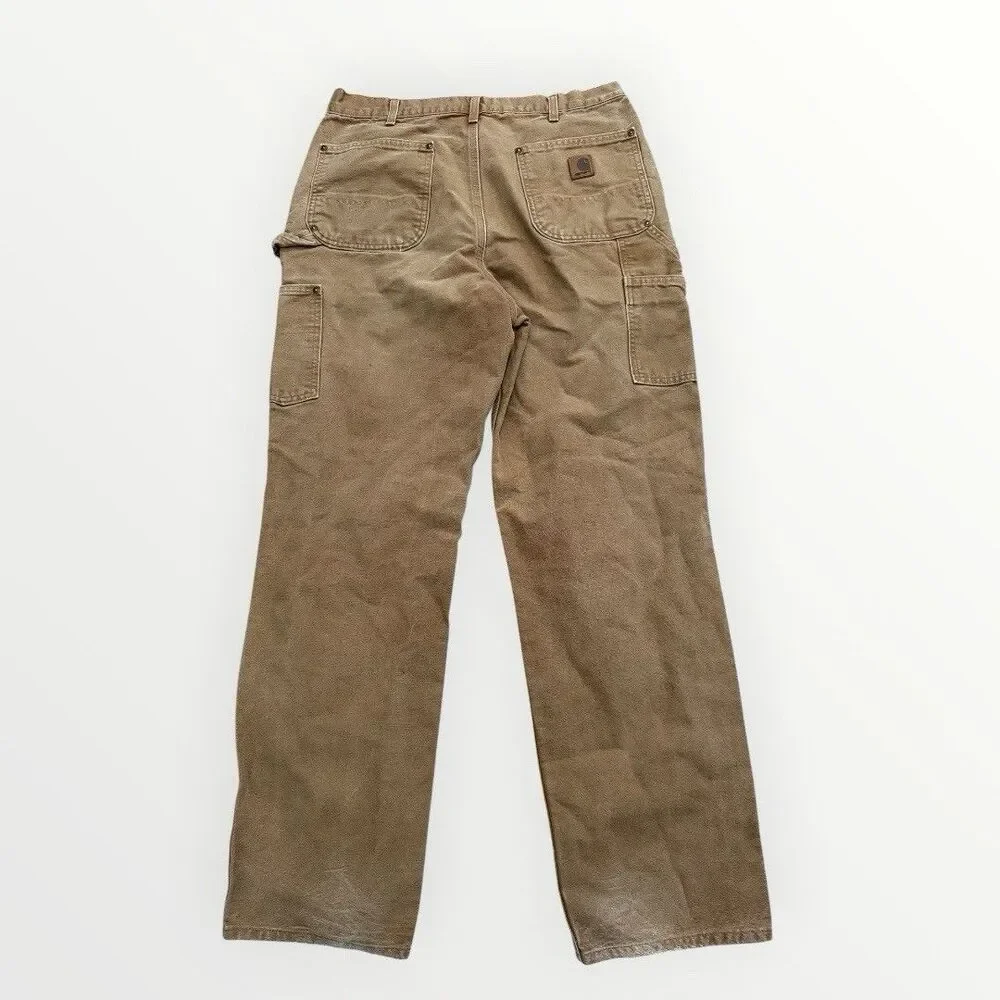 Carhartt VTG Brn 136 Double Knee Work Pants Faded Stains Measures 34x33